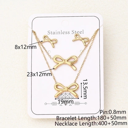 Casual Basic Vacation Butterfly Bow Knot Shell 304 Stainless Steel 18K Gold Plated Handmade Polishing Plating Jewelry Set
