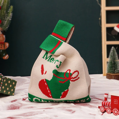Christmas Cute Christmas Tree Santa Claus Letter Knitted Bag Party Gift Bags Gift Wrapping Supplies