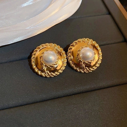 1 Pair Elegant Minimalist Geometric Plating Tiger Eye Drop Earrings Ear Studs