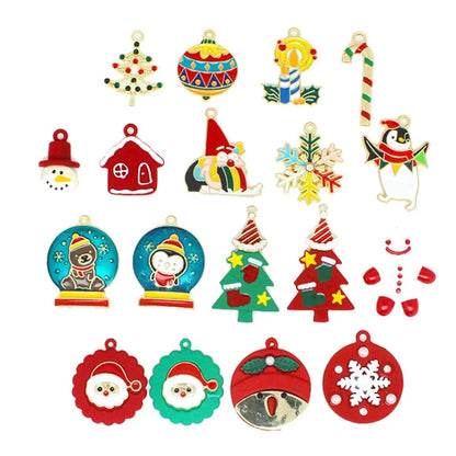 10 PCS/Package 17 * 21mm 17 * 22mm 19 * 24mm Alloy Rhinestones Penguin Christmas Tree Snowman Pendant Jewelry Accessories