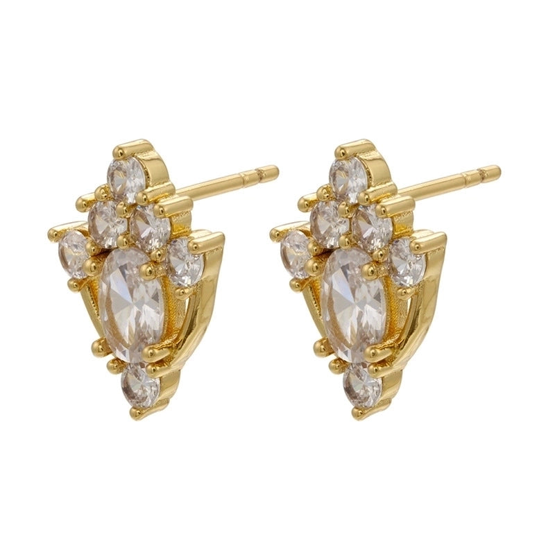 Cute Geometric Moon Flower Copper Artificial Gemstones Copper Earrings