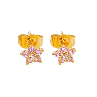 1 Pair Minimalist Flower Plating Inlay Copper Zircon White Gold Plated Gold Plated Ear Studs