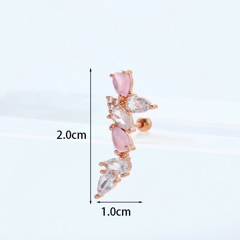 Ear Cartilage Rings & Studs Flower 316L Stainless Steel Copper Inlaid Zircon Zircon