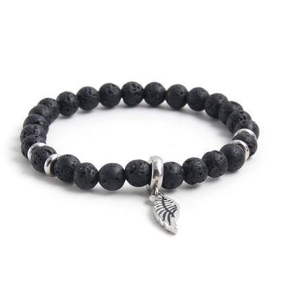 Beach Minimalist Coconut Tree Wings 304 Stainless Steel Natural Stone Beaded Men's Bracelets