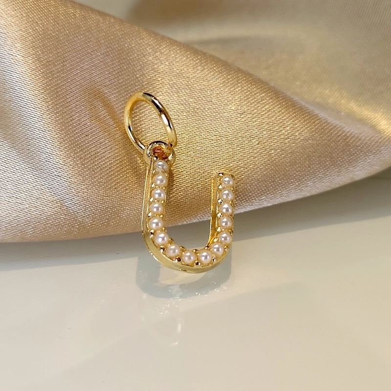 Fashion Letter Imitation Pearl Freshwater Pearl Copper Necklace