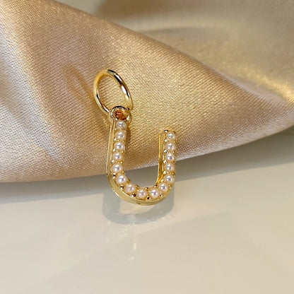 Fashion Letter Imitation Pearl Freshwater Pearl Copper Necklace