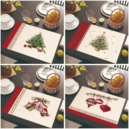 Christmas Nordic Style Christmas Tree Bow Knot Snowflake Linen Cotton And Linen Placemat