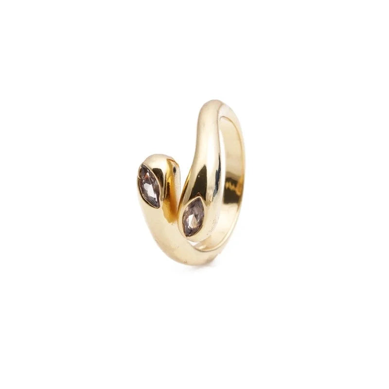 Retro Snake Copper Plating Inlay Zircon Gold Plated Open Rings