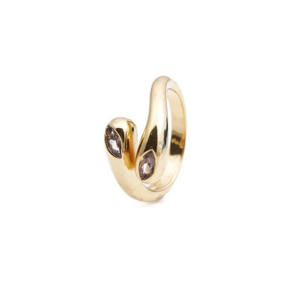 Retro Snake Copper Plating Inlay Zircon Gold Plated Open Rings