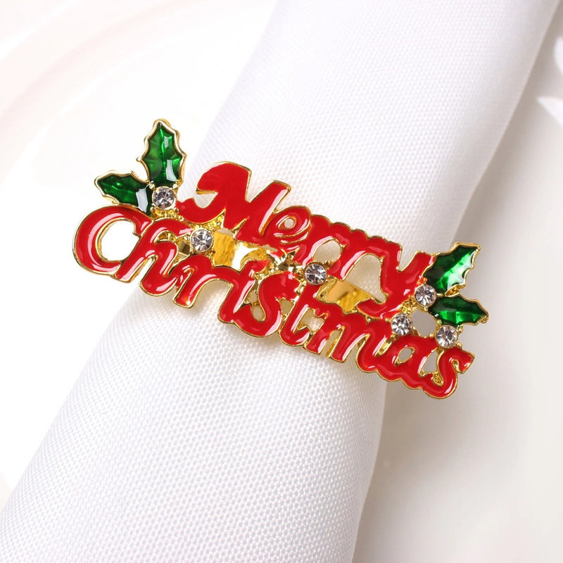 Cute Christmas Tree Santa Claus Alloy Napkin Rings 1 Set Of 6
