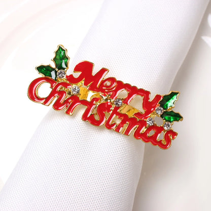 Cute Christmas Tree Santa Claus Alloy Napkin Rings 1 Set Of 6