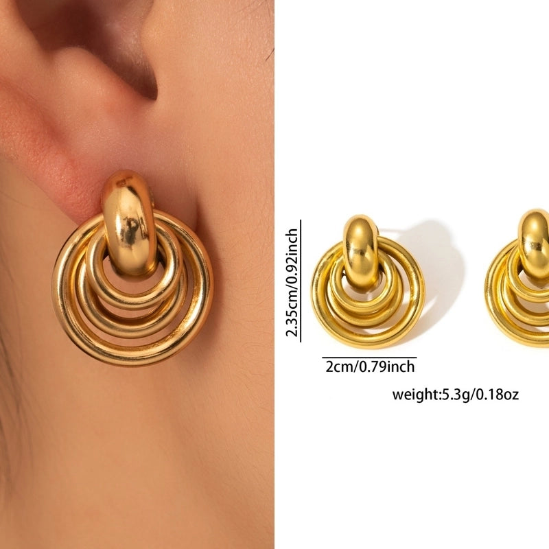 1 Pair Retro Minimalist Geometric Plating Titanium Steel Drop Earrings Ear Studs