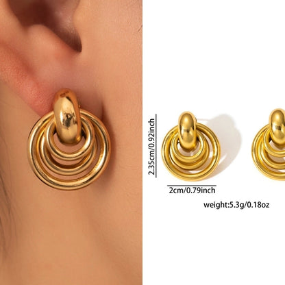 1 Pair Retro Minimalist Geometric Plating Titanium Steel Drop Earrings Ear Studs