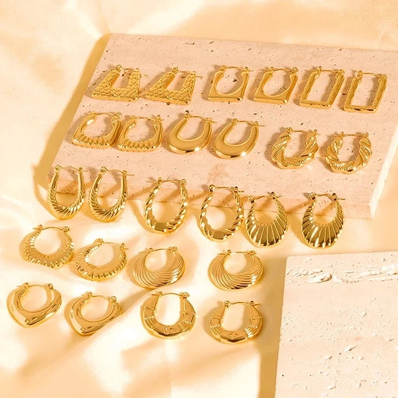 1 Pair Casual Modern Style Classic Style U Shape Geometric 304 Stainless Steel Titanium Steel 18K Gold Plated Earrings