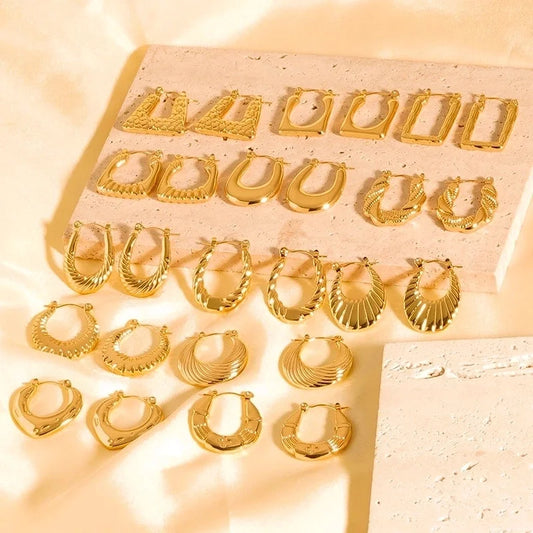 1 Pair Casual Modern Style Classic Style U Shape Geometric 304 Stainless Steel Titanium Steel 18K Gold Plated Earrings