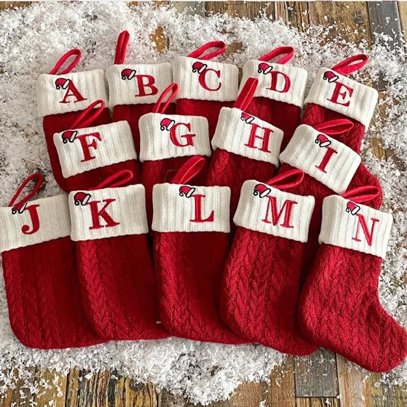 Hot Spot Foreign Trade Exquisite Christmas Socks Wool Knitted Christmas Socks Letter Socks Christmas Pendant Gift Bag