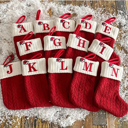 Hot Spot Foreign Trade Exquisite Christmas Socks Wool Knitted Christmas Socks Letter Socks Christmas Pendant Gift Bag