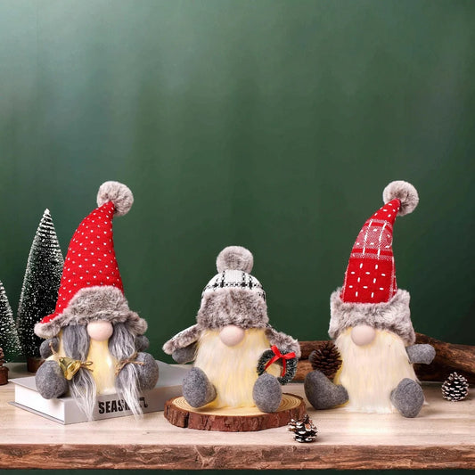 Christmas Glowing Rudolph Faceless Doll Nordic Forest Man Plush Doll Decoration Gnome Ornament