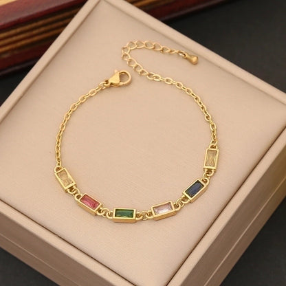 Luxurious Flower Stainless Steel 18K Gold Plated Zircon Bracelets In Bulk