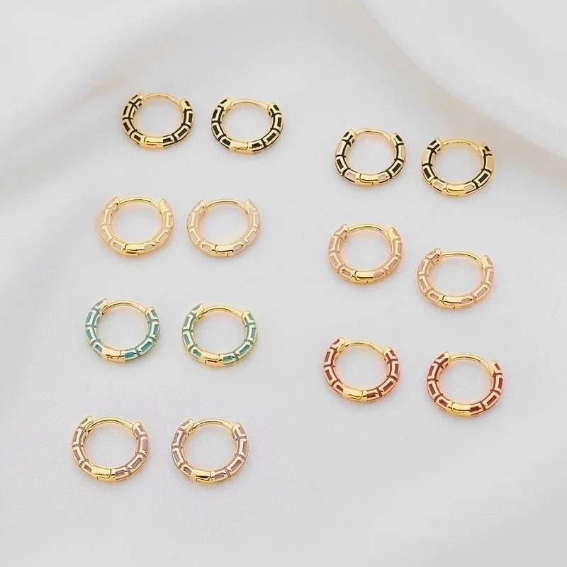 1 Pair Casual Minimalist Commute Circle Round Painted Copper Gold Plated Earrings