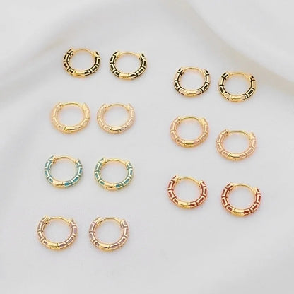 1 Pair Casual Minimalist Commute Circle Round Painted Copper Gold Plated Earrings