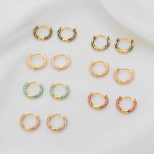 1 Pair Casual Minimalist Commute Circle Round Painted Copper Gold Plated Earrings