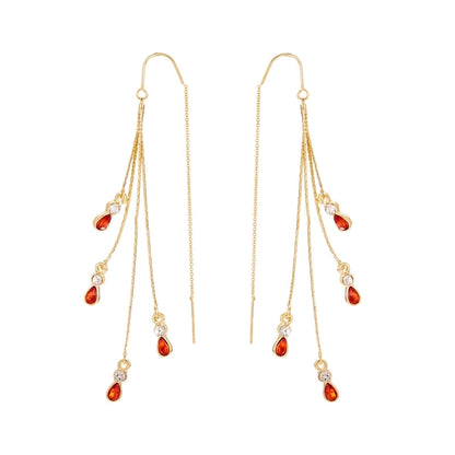 1 Pair Elegant Lady Water Droplets Alloy Copper Drop Earrings