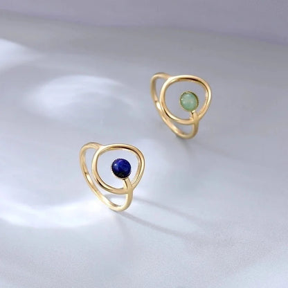 Fashion Geometric 304 Stainless Steel Opal Gold Plated Plating Rings