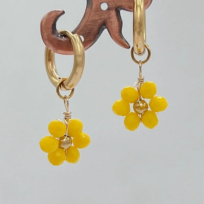 1 Pair Pastoral Flower Inlay 304 Stainless Steel Plastic Stainless Steel Earrings