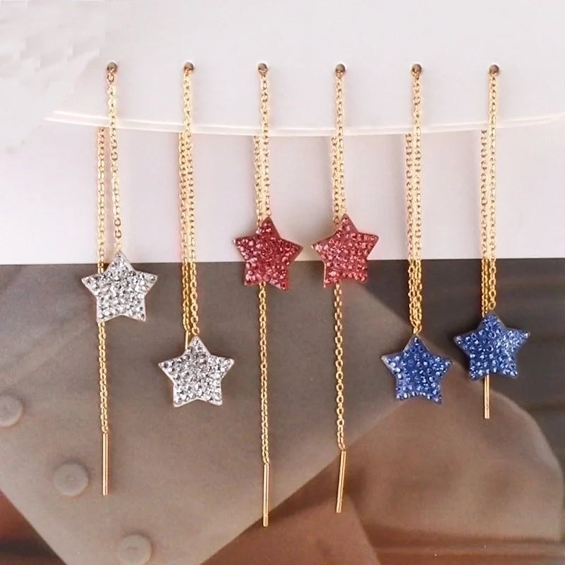 Fashion Star Stainless Steel Plating Drop Earrings 1 Pair