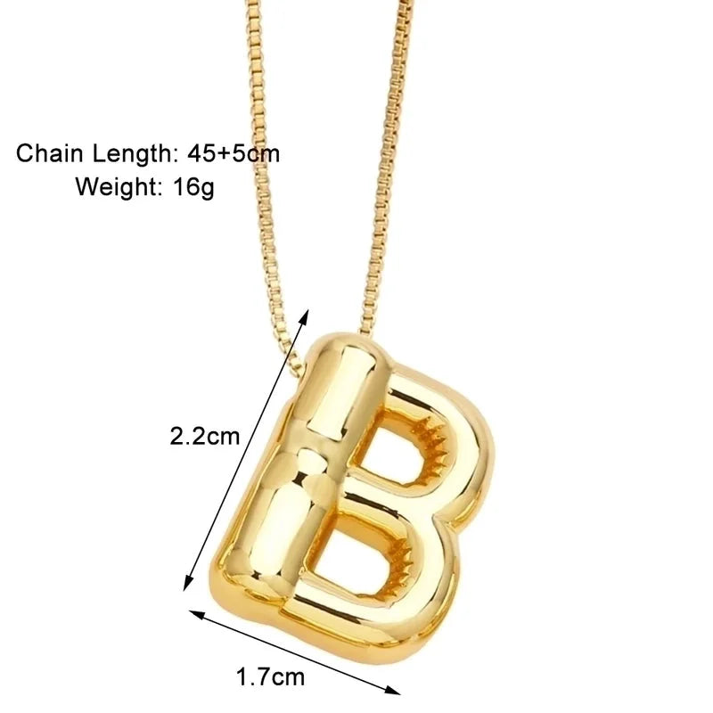 Minimalist Letter Copper Plating 18k Gold Plated Necklace Pendant