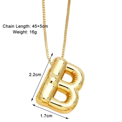 Minimalist Letter Copper Plating 18k Gold Plated Necklace Pendant