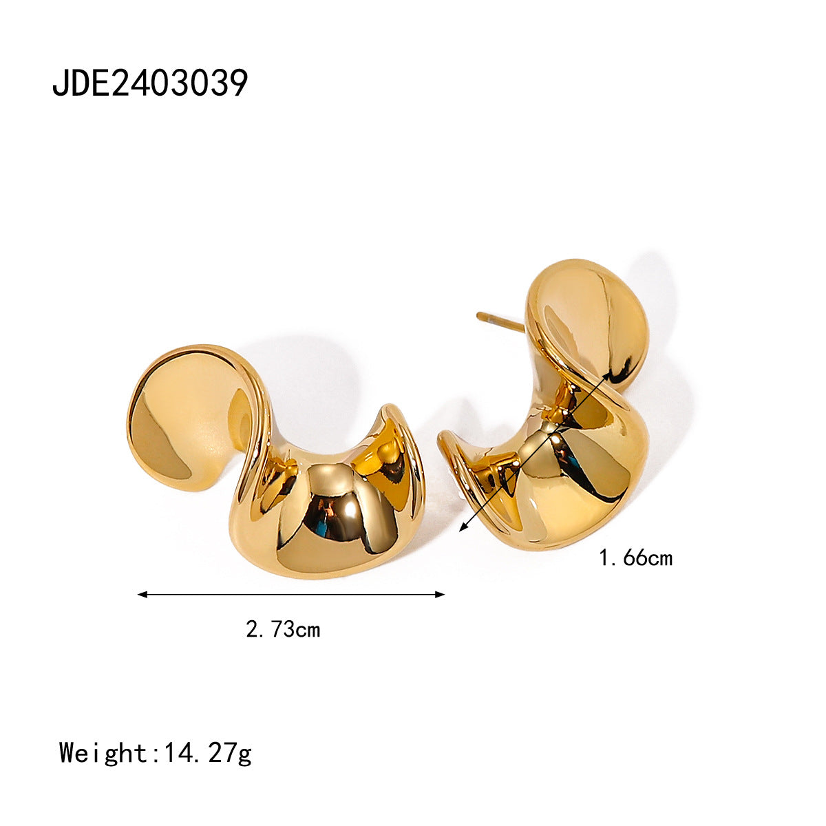 IG Style Irregular Stainless Steel 18K Gold Plated Earrings