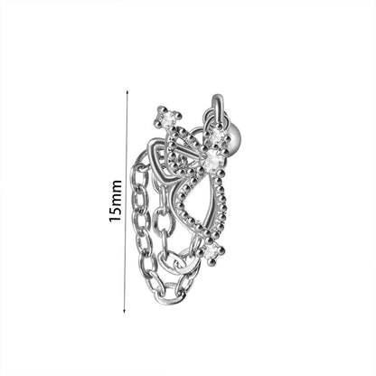 1 Piece Ear Cartilage Rings & Studs Elegant Glam Flower 304 Stainless Steel Copper Inlay Zircon