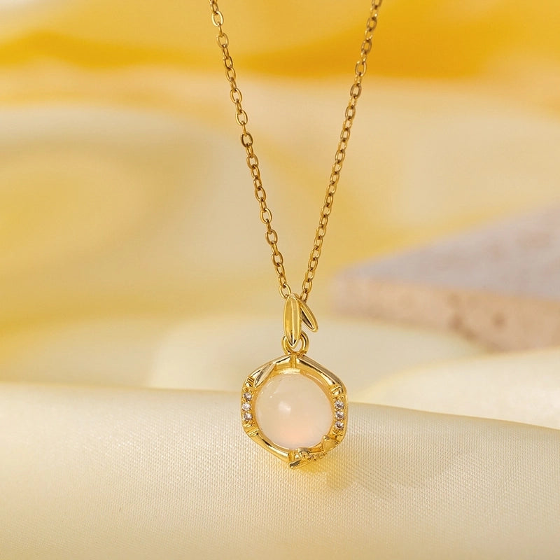 Titanium Steel Copper Plating Heart Shape Flower Bow Knot Pendant Necklace