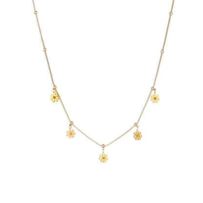 Stainless Steel 18K Gold Plated Elegant Solid Color Solid Color Daisy Earrings Anklet Necklace