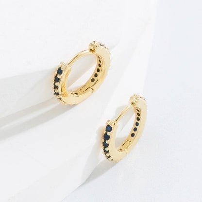 Minimalist O-shape Inlaid Zircon Copper Gold Plated Earrings