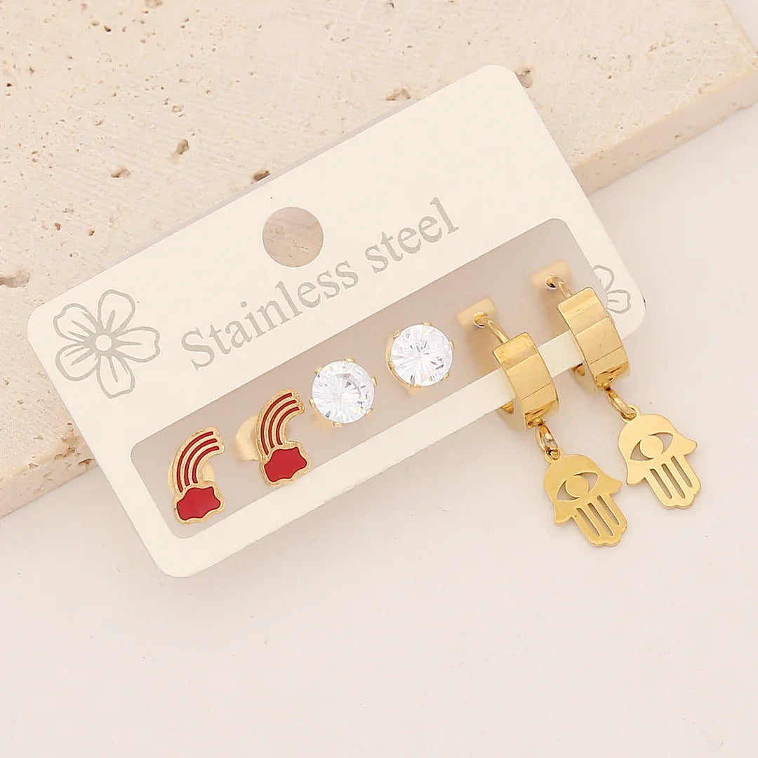 Fashion Heart Stainless Steel Electroplating Earrings