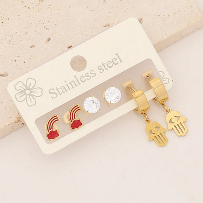 Fashion Heart Stainless Steel Electroplating Earrings