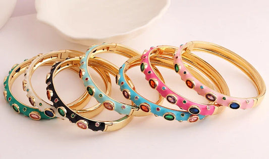 2 Pieces Fashion Round Circle Copper Electroplating Bangles
