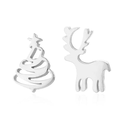 1 Pair Fashion Christmas Tree Plating 304 Stainless Steel 18K Gold Plated Ear Studs