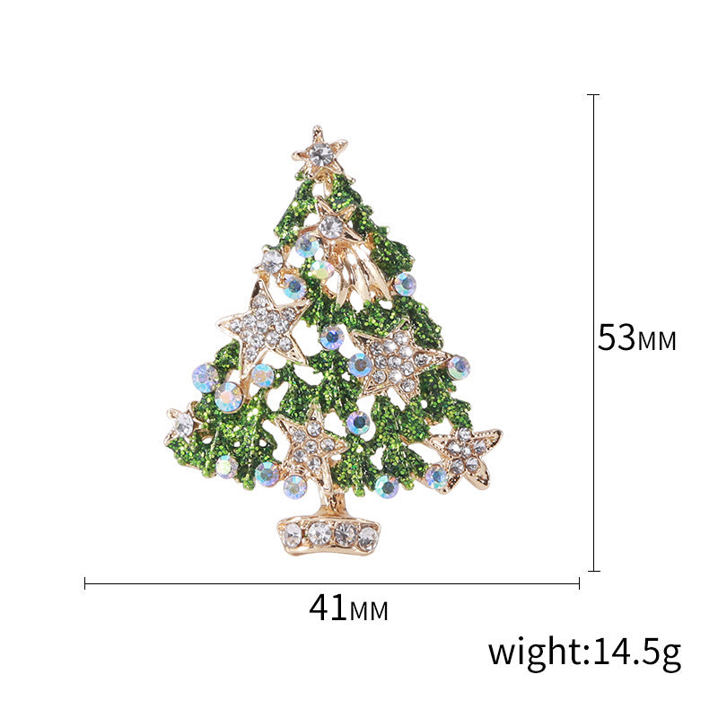 Fashion Pin Christmas Tree Alloy Inlay Rhinestones Women'S Brooches