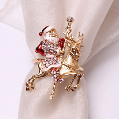 Cute Christmas Tree Santa Claus Alloy Napkin Rings 1 Set Of 6