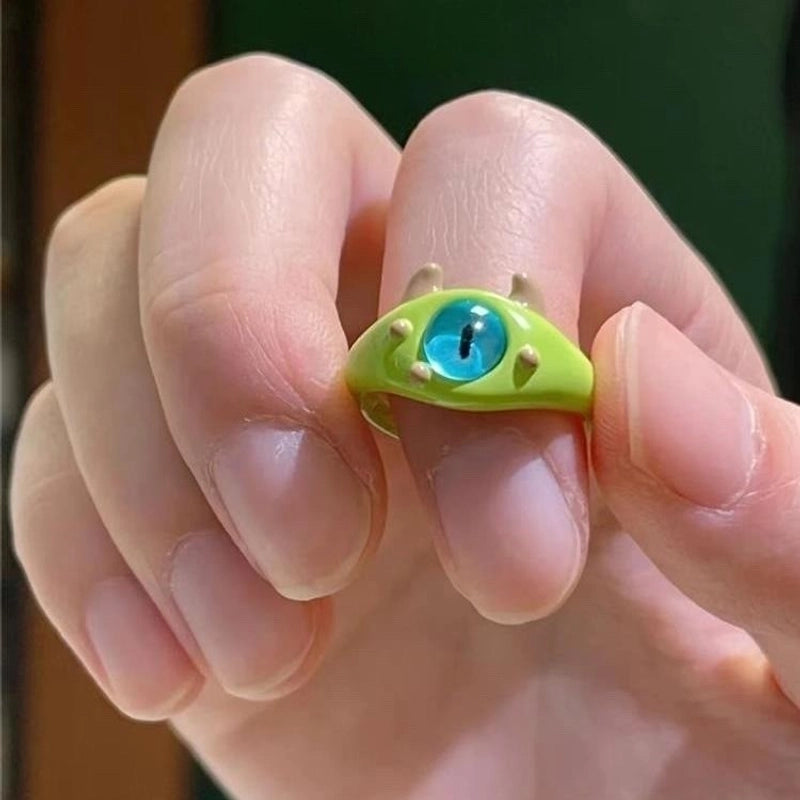 Cartoon Style Eye Copper Enamel Open Rings