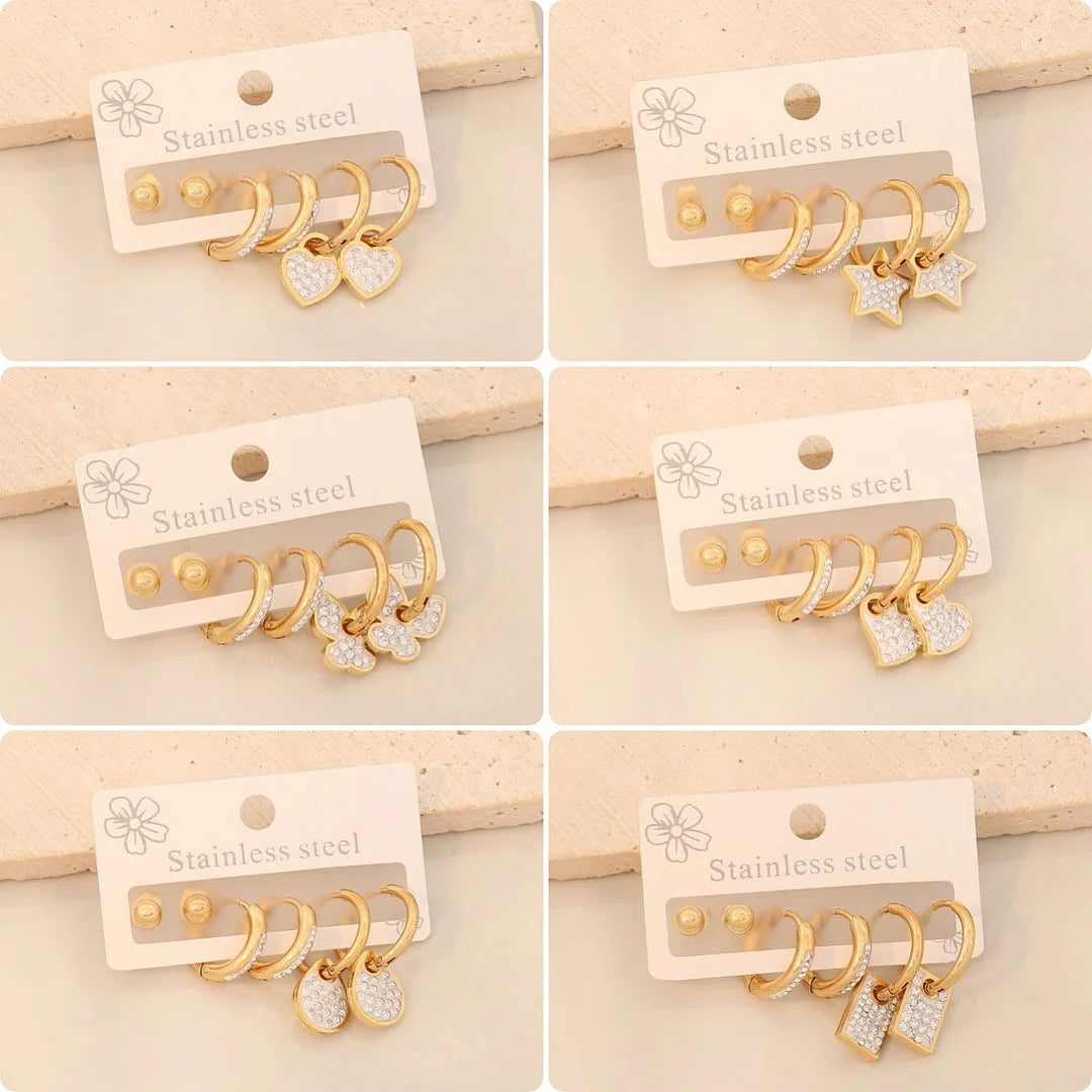 Fashion Heart Stainless Steel Electroplating Earrings