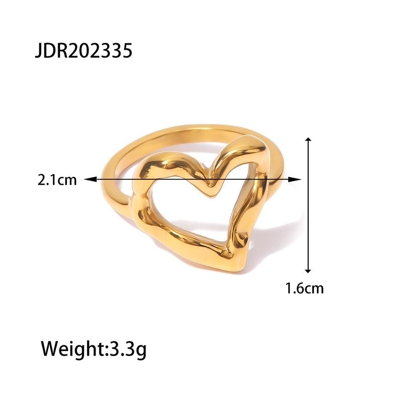 IG Style Geometric 304 Stainless Steel Artificial Pearls Zircon 18K Gold Plated Inlay Open Rings Rings