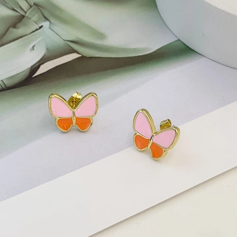 1 Pair Minimalist Butterfly 304 Stainless Steel 18K Gold Plated Ear Studs