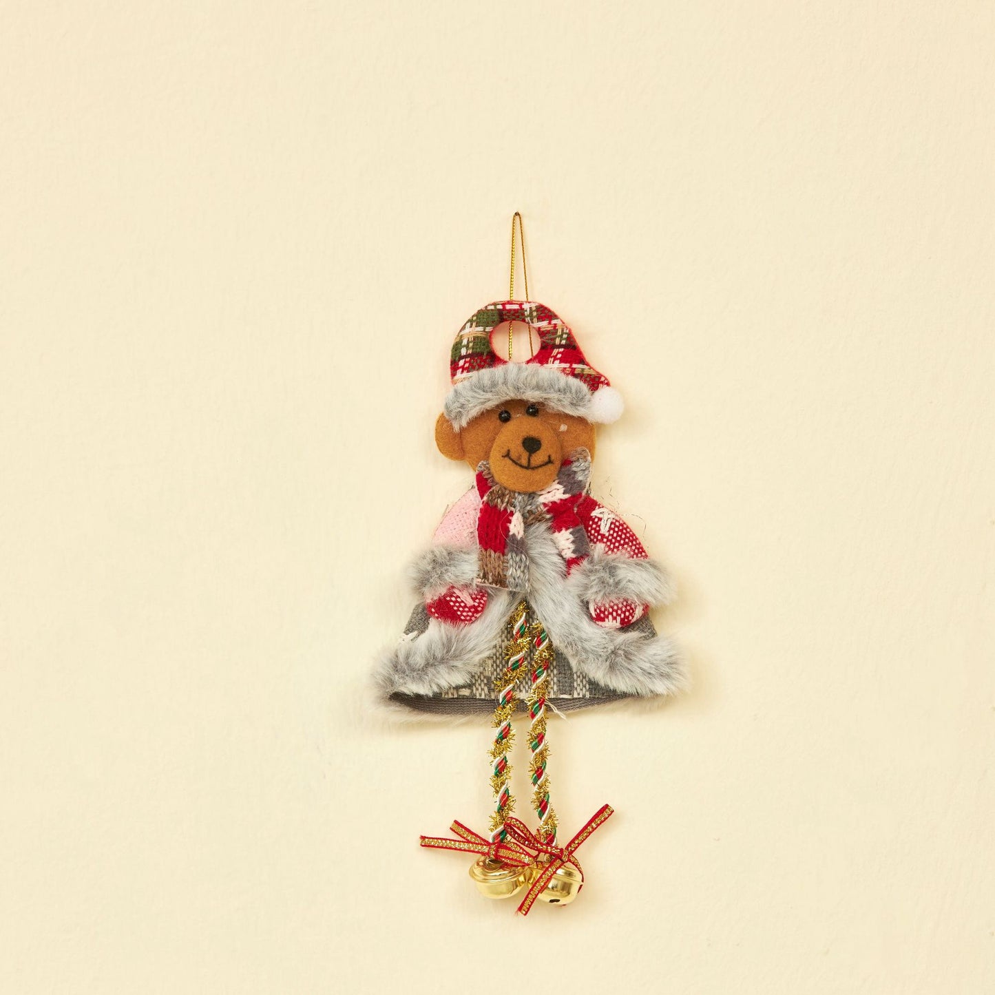 2 Pieces Christmas Bell Hanging Ornaments Santa Claus Elk Snowman Bear Accessories Series Christmas Tree Decoration Fabric