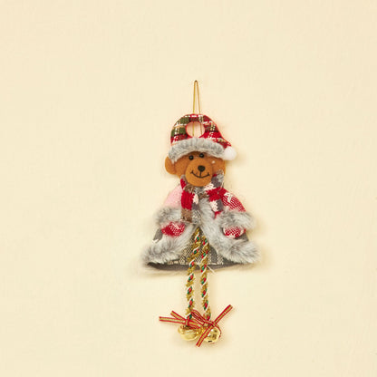 2 Pieces Christmas Bell Hanging Ornaments Santa Claus Elk Snowman Bear Accessories Series Christmas Tree Decoration Fabric