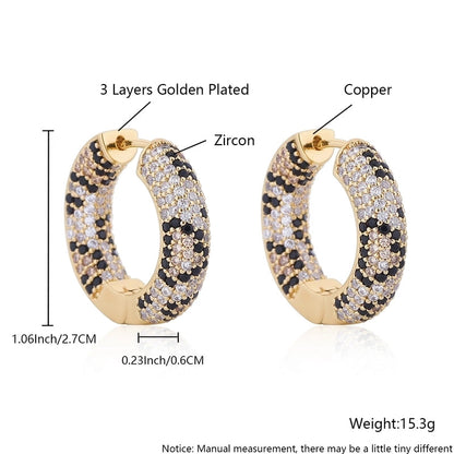 1 Pair Elegant Vintage Style Streetwear Leopard Copper Zircon 18K Gold Plated Drop Earrings Earrings